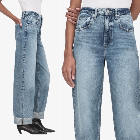 Frame Barrel Jeans 29 Raw Cuff Curved Rhode Light Wash Denim Blue Classic - Picture 5 of 15